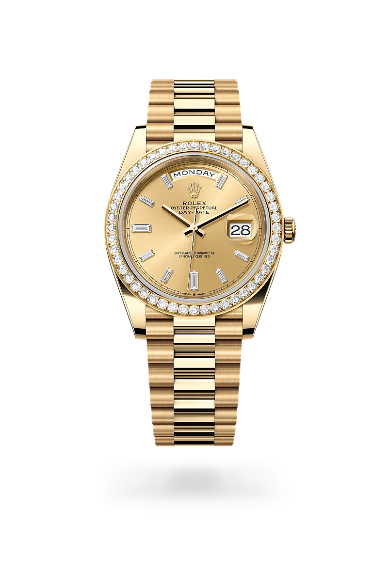 Rolex Day-Date 40 Oyster, 40 mm, yellow gold and diamonds