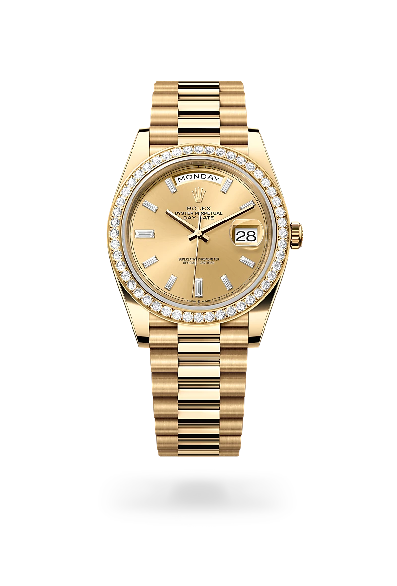Rolex Day-Date 40 Oyster, 40 mm, yellow gold and diamonds