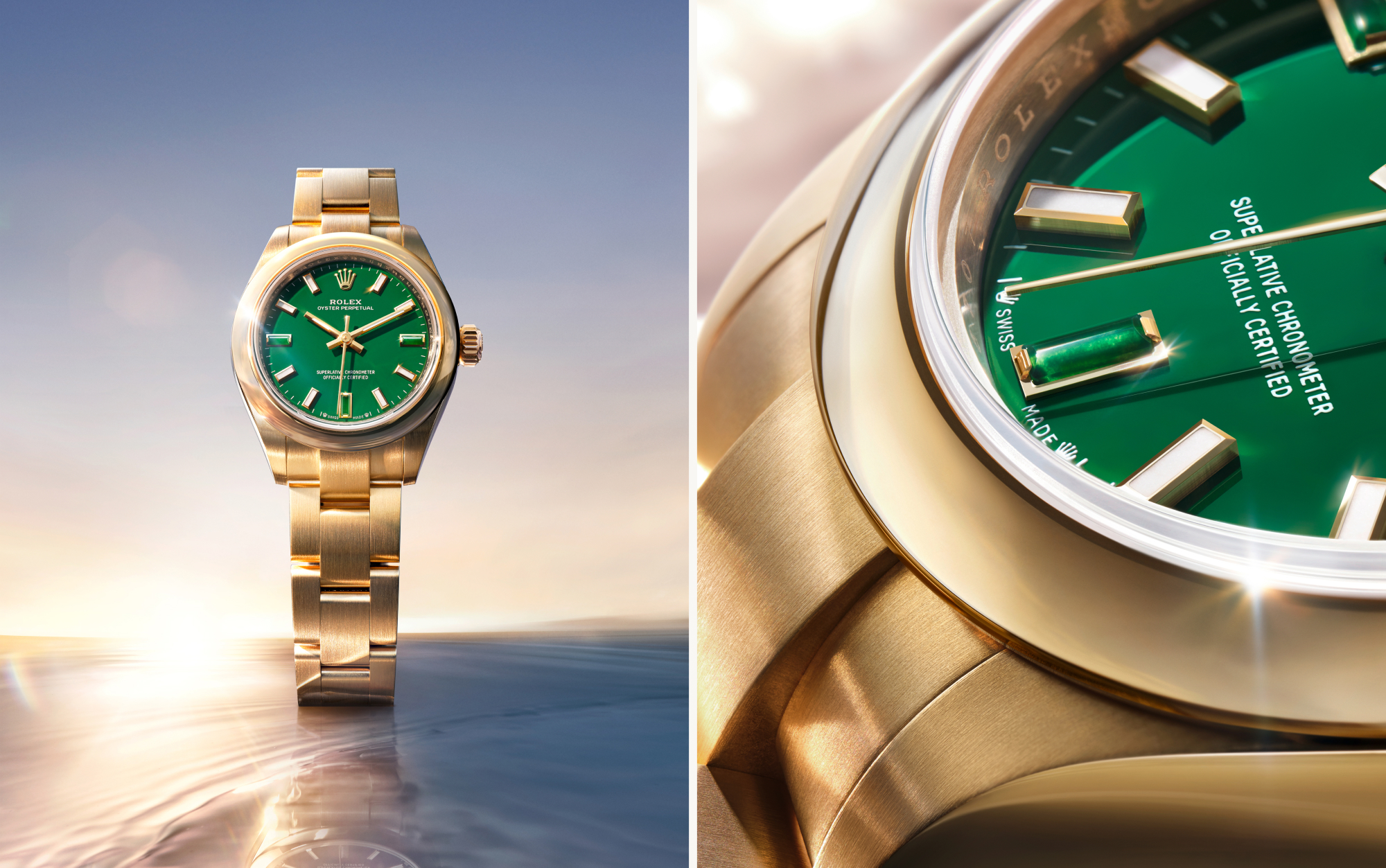 Rolex Oyster Perpetual 28 & 34 18 ct Gold Dials